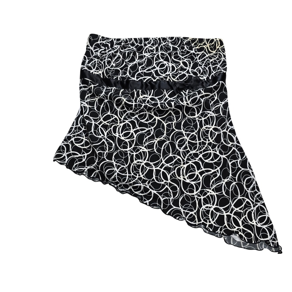 Vol.1 Asymmetrical Skirt Womens Large‎ Black White Circle Print Y2K